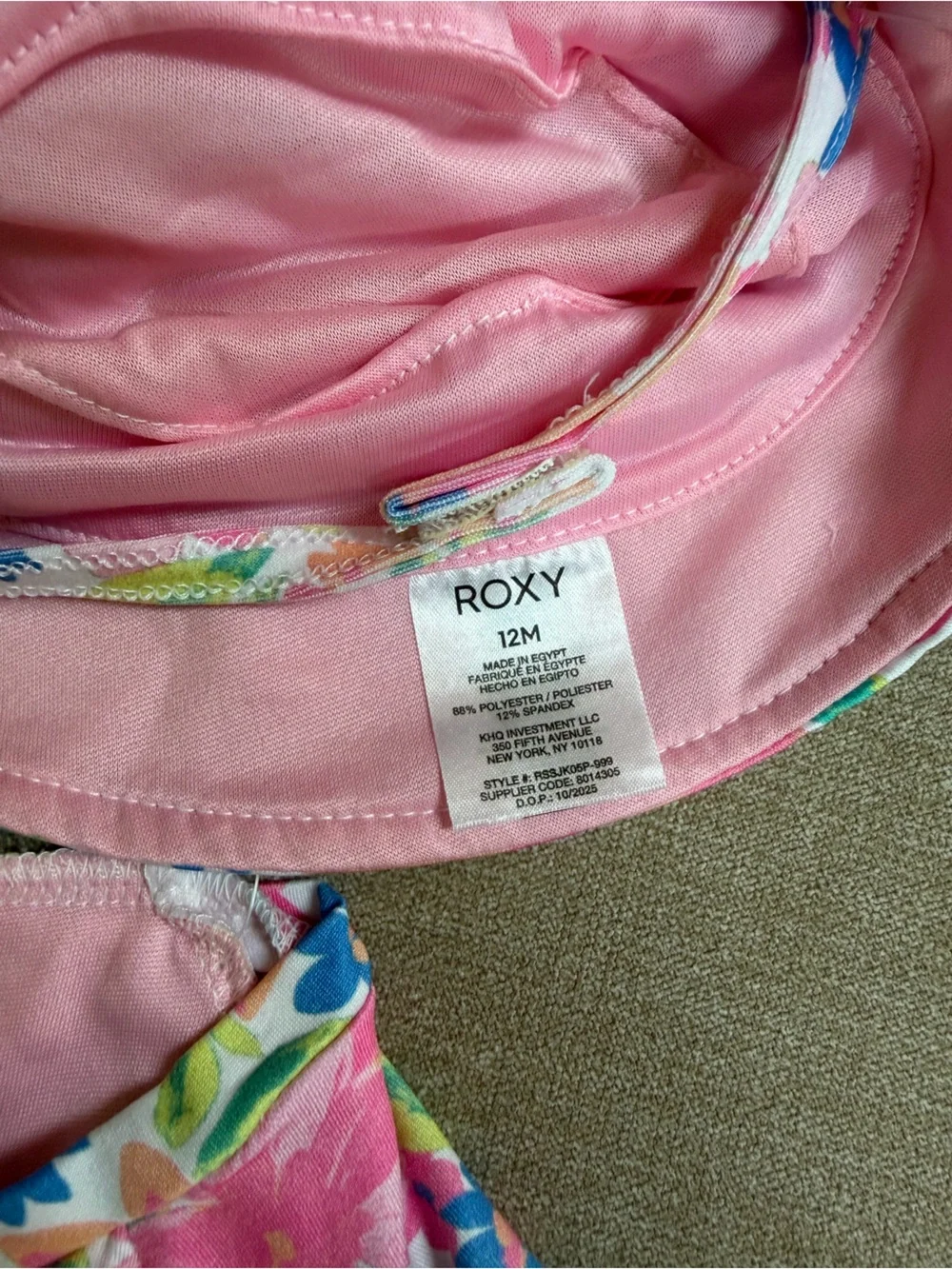 Roxy Kids' Ruffled Long Sleeve One-Piece Rashguard Swimsuit & Hat Set